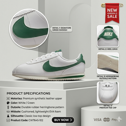 Nike Cortez  White/Soft Pearl/Ochre/Fir
