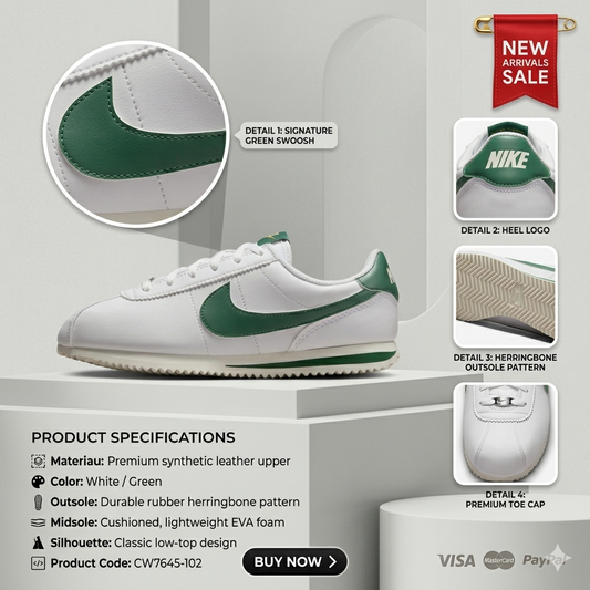 Nike Cortez  White/Soft Pearl/Ochre/Fir