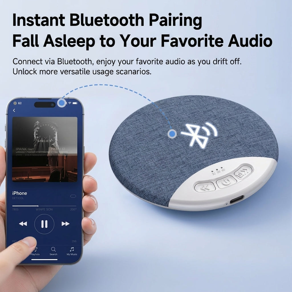 Sleep aid speaker placed next to the pillow, multi-functional Bluetooth speaker with white noise.