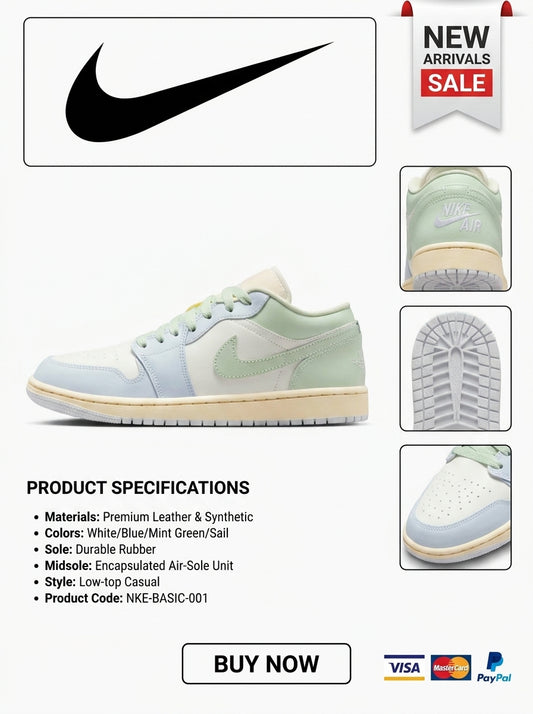 Air Jordan 1 Low  Sail/Aura/Muslin/Jade Aura