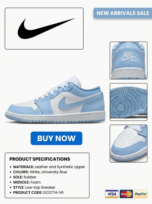 Air Jordan 1 Low White/Ice Blue