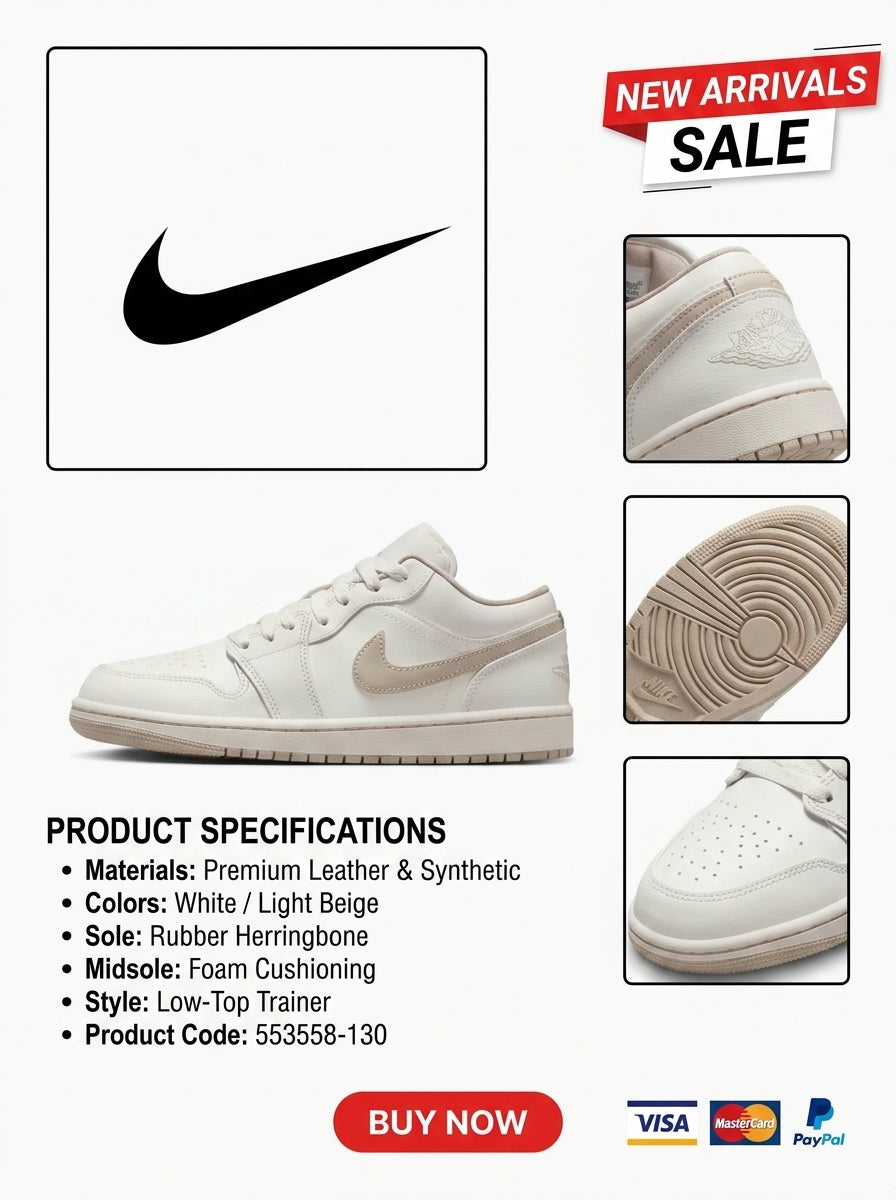 Air Jordan 1 Low Sail/Pale Ivory/Rattan