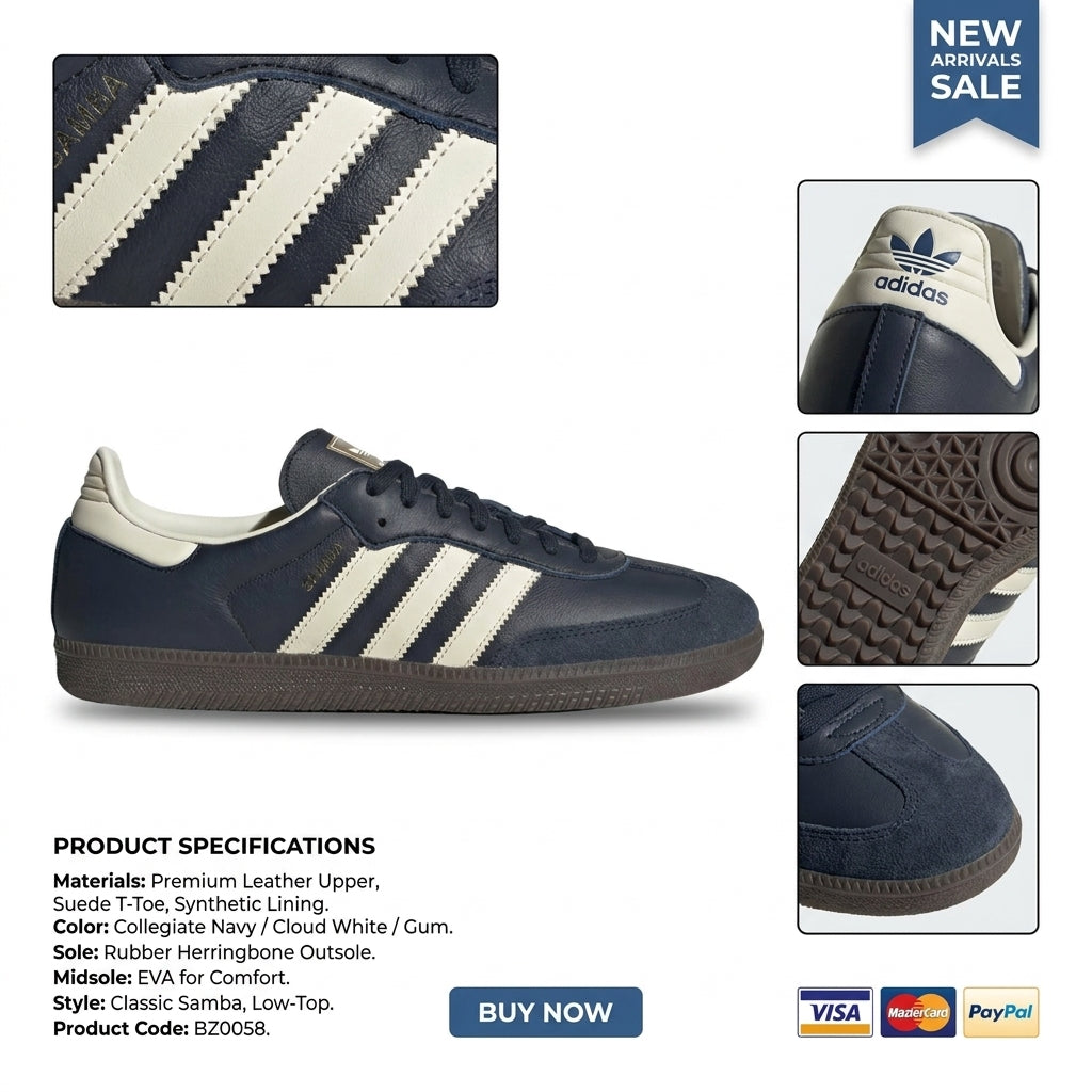 Samba OG Shoes Night Navy / Cream White / Gum