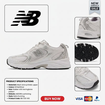 New Balance 530 WHITE with SILVER METALLIC