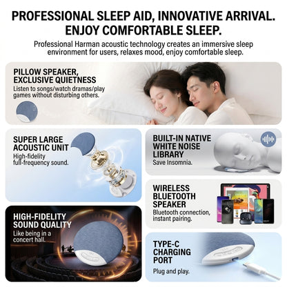 Sleep aid speaker placed next to the pillow, multi-functional Bluetooth speaker with white noise.