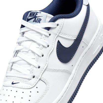 AIR FORCE 1 (GS) SHOES - WHITE/MNNAVY