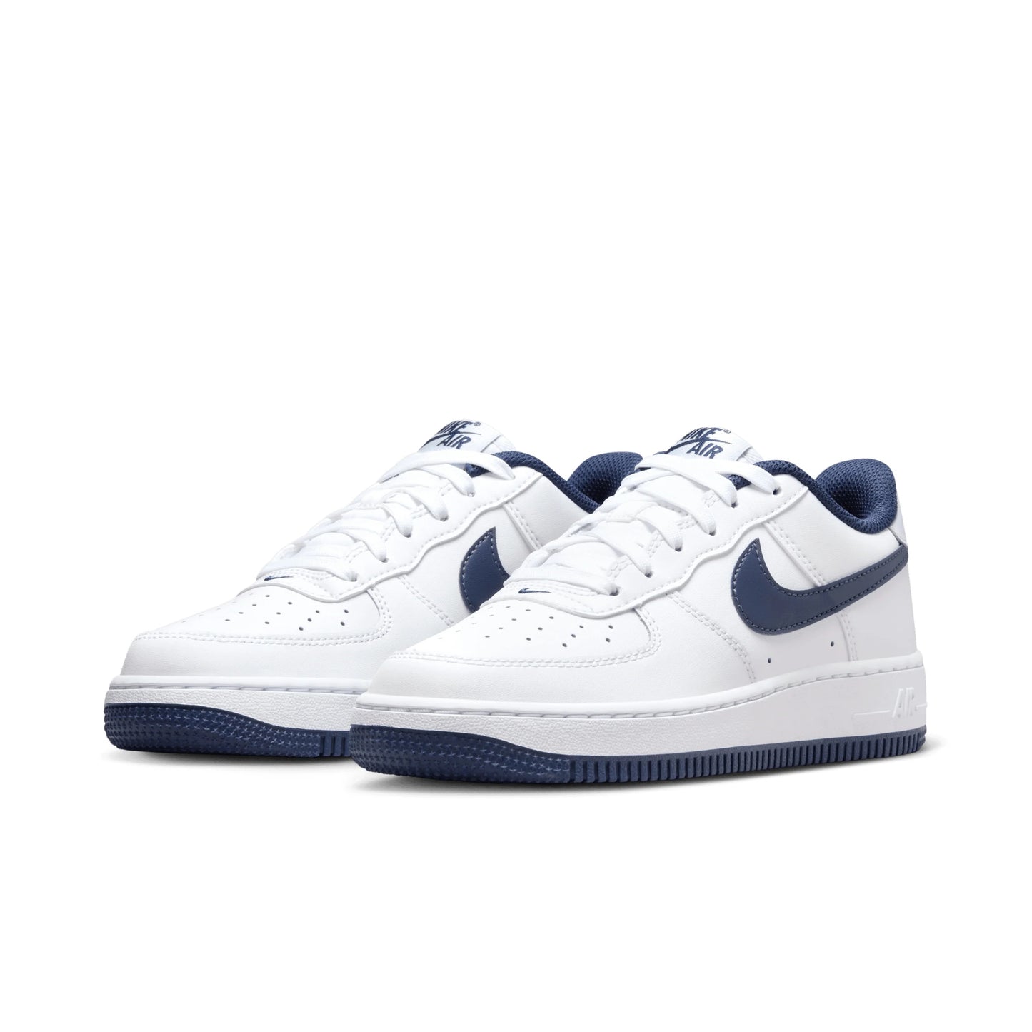 AIR FORCE 1 (GS) SHOES - WHITE/MNNAVY