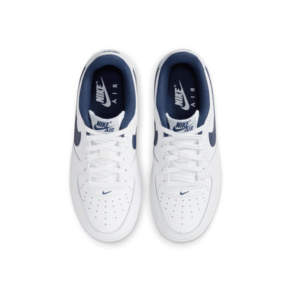 AIR FORCE 1 (GS) SHOES - WHITE/MNNAVY