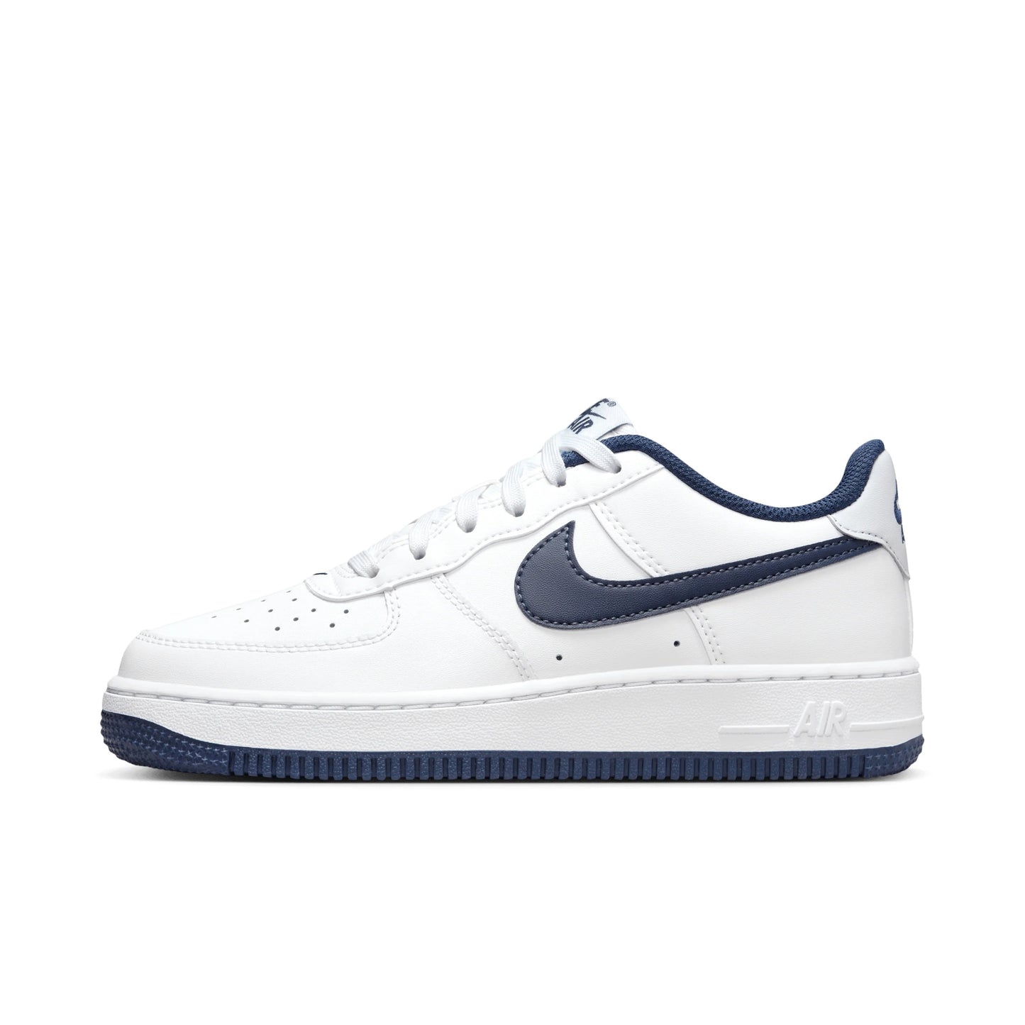 AIR FORCE 1 (GS) SHOES - WHITE/MNNAVY