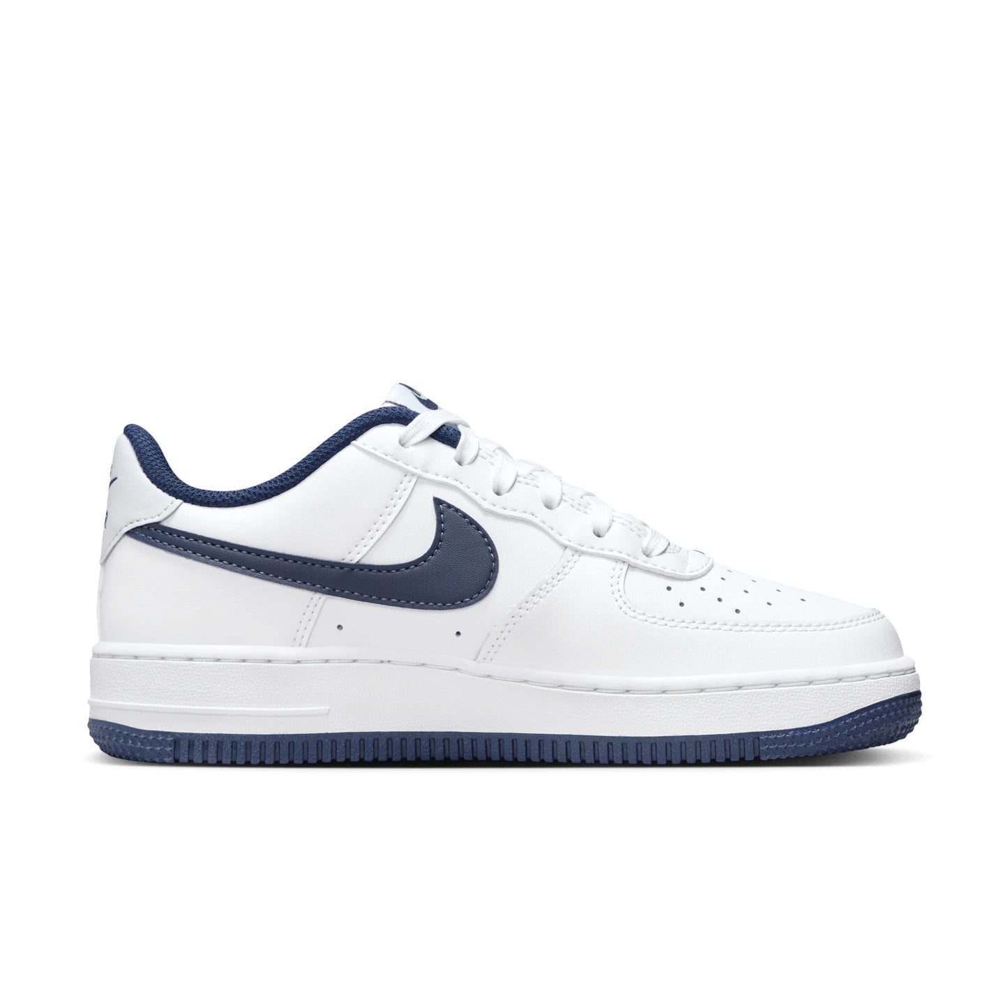 AIR FORCE 1 (GS) SHOES - WHITE/MNNAVY