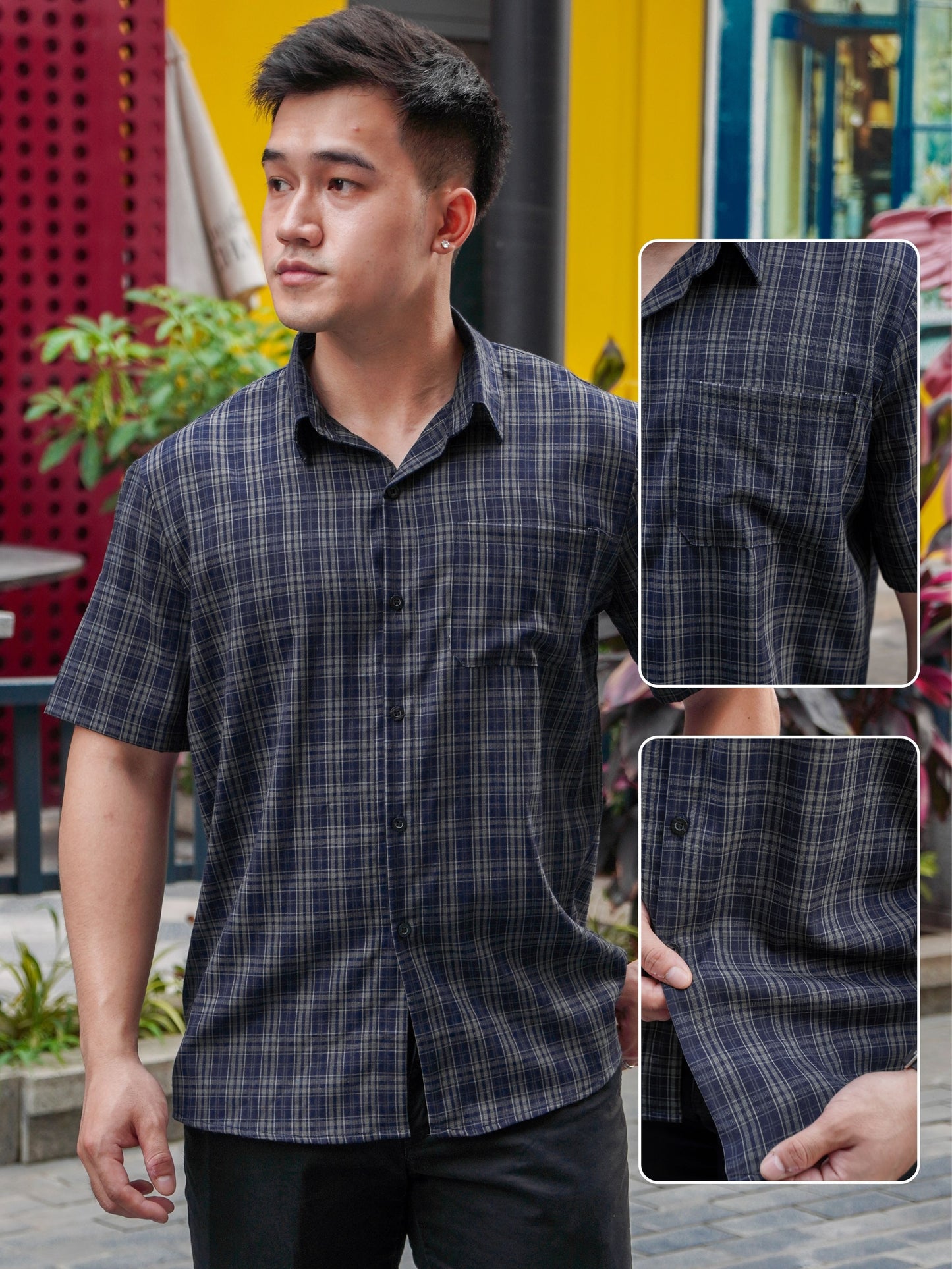 Navi men's plaid shirt