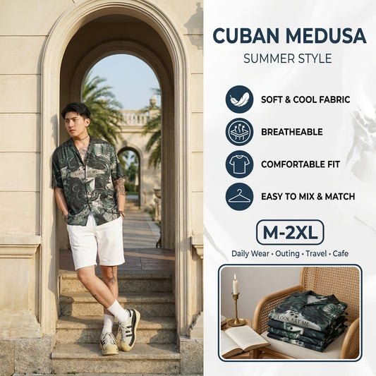 Cuban Medusa oversized shirt, made of breathable silk fabric | Medusa shirt