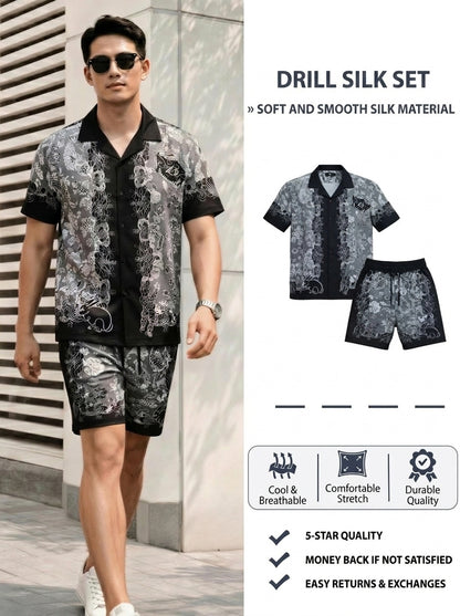 Drill Cuban men's shorts set