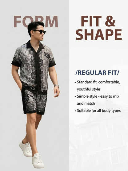 Drill Cuban men's shorts set