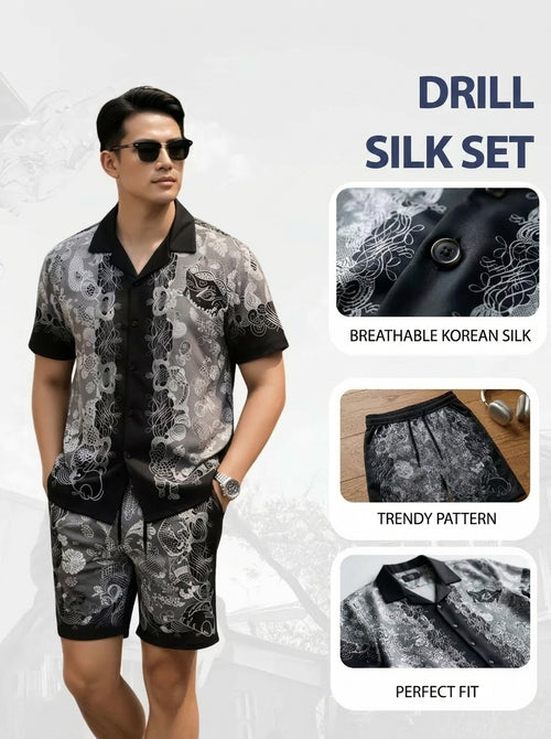 Drill Cuban men's shorts set