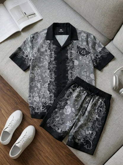 Drill Cuban men's shorts set