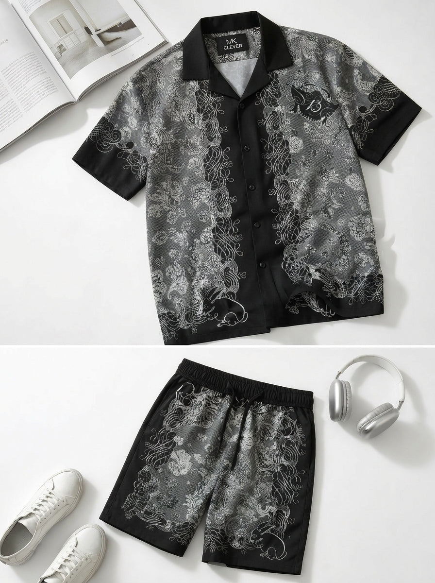 Drill Cuban men's shorts set